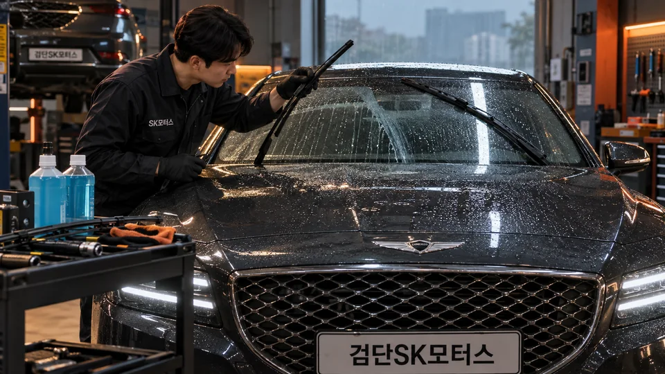 와이퍼가 줄을 남기고 워셔액이 안 나오면 검사 전에 어떻게 하나요?