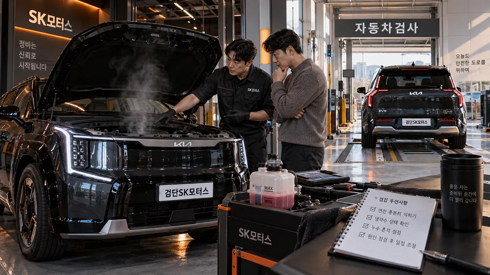 수온 경고가 뜬 차량은 검사장까지 운전해도 되나요?