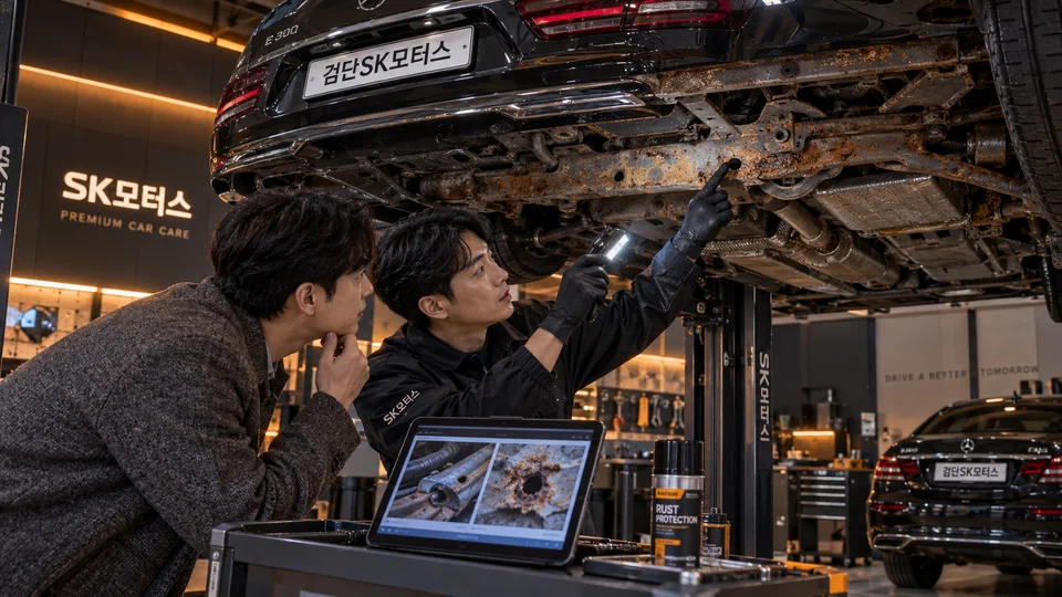 차량 하부 녹이 심하면 검사 전에 무엇을 확인하나요?