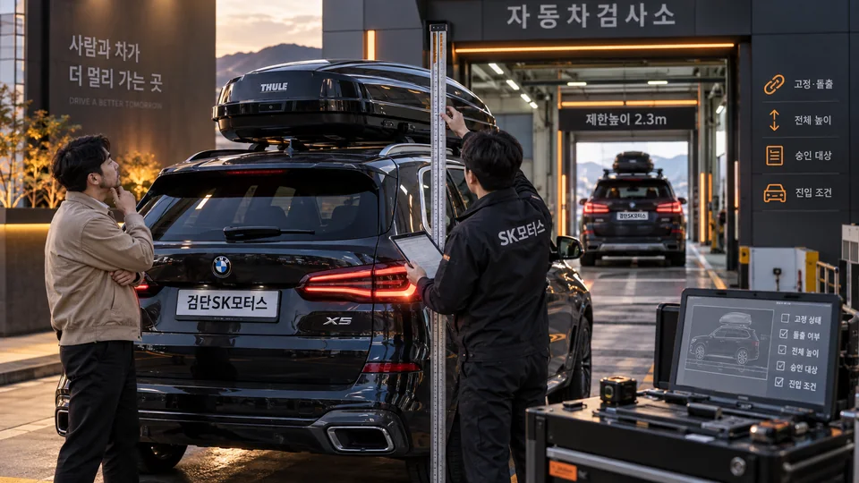 루프박스·옥상장치로 차량 높이가 바뀌면 검사 전에 무엇을 보나요?