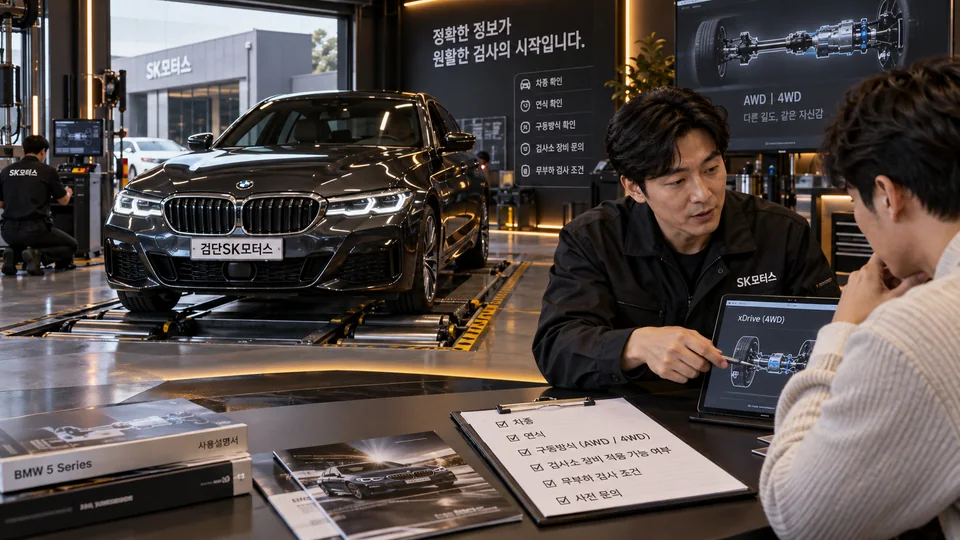 상시사륜 차량은 검사소에 어떤 정보를 먼저 알려야 하나요?