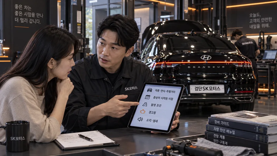 정비소에 처음 전화할 때 증상을 어떻게 설명하면 되나요?
