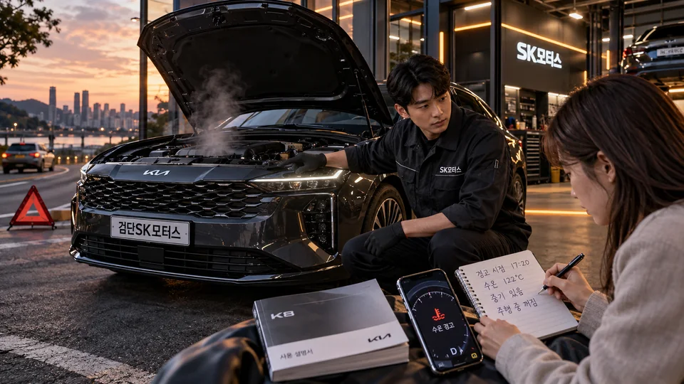수온이 올랐을 때 정비소에 도착하기 전 무엇을 해야 하나요?