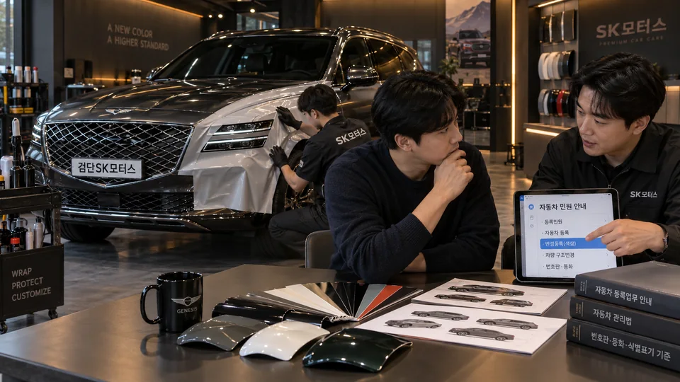 전체 랩핑으로 차 색을 바꾸기 전에 무엇을 확인하나요?