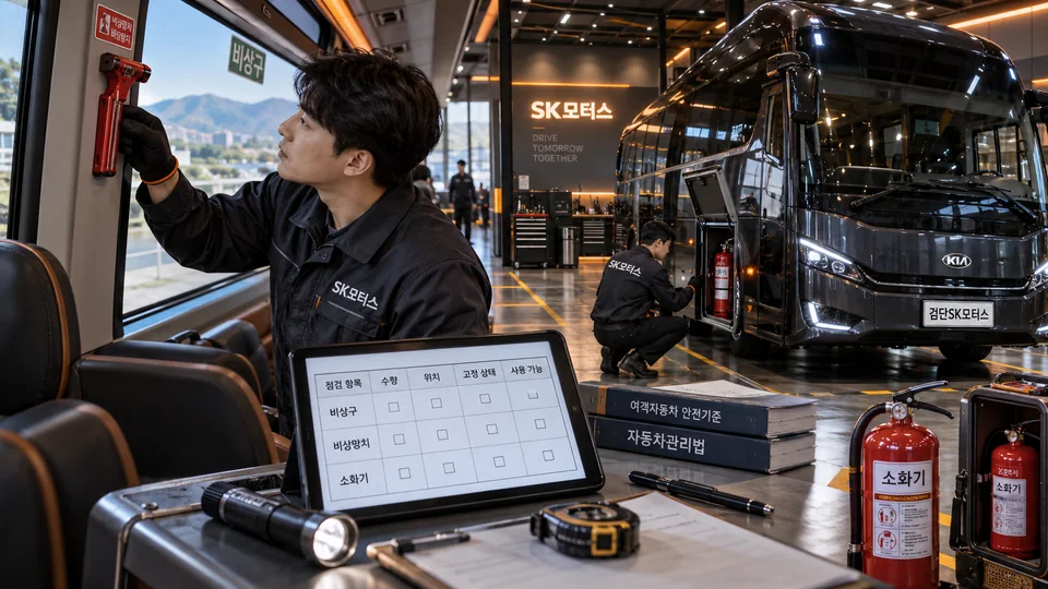 버스 비상장비는 검사 전 어떤 표로 점검하나요?
