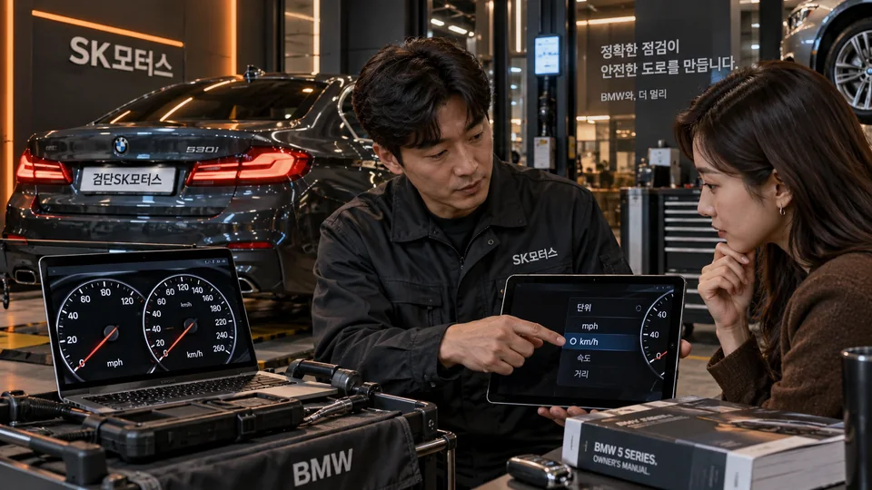 수입차 속도계가 mph 중심이면 자동차검사 전에 무엇을 확인하나요?