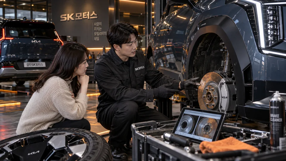 전기차 브레이크 디스크 녹은 왜 더 잘 보이나요?