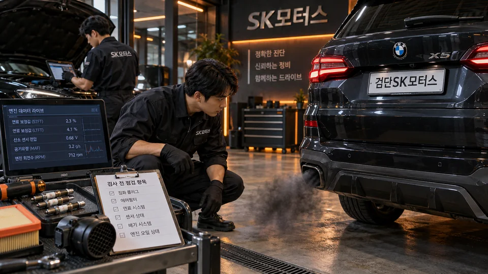 가솔린차에서 검은 매연이 보이면 무엇이 문제인가요?