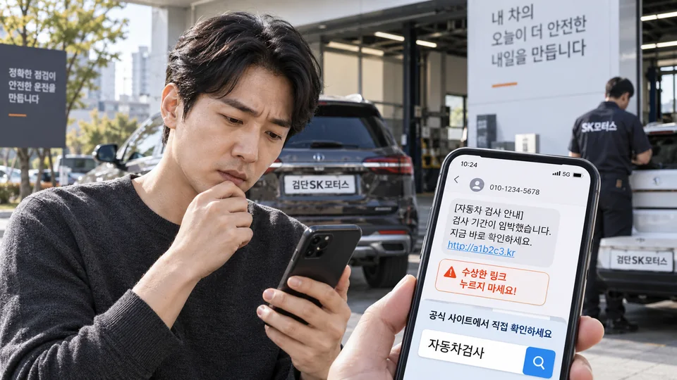 자동차검사 문자나 알림톡이 진짜인지 어떻게 구분하나요?
