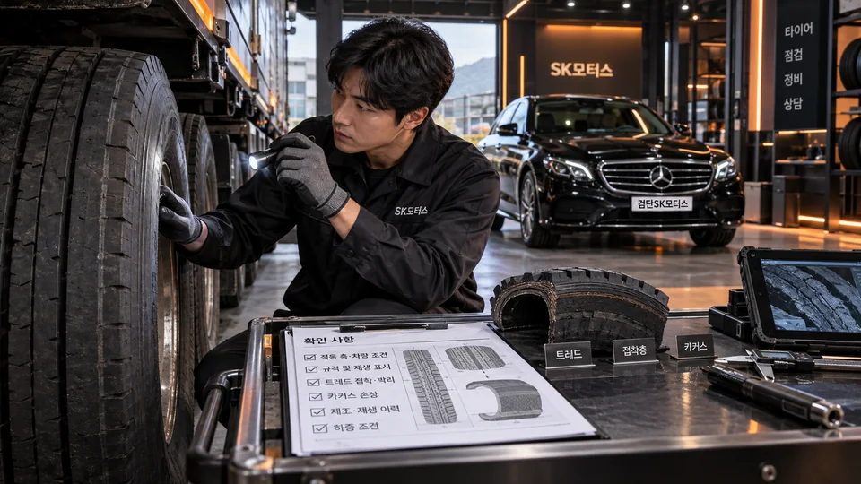 재생타이어 자동차검사, 트레드만 새것처럼 보여도 확인할 것이 있습니다